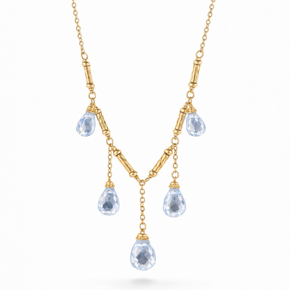 Handmade Natural Topaz Droplet Dainty Necklace - Picture 1 of 11
